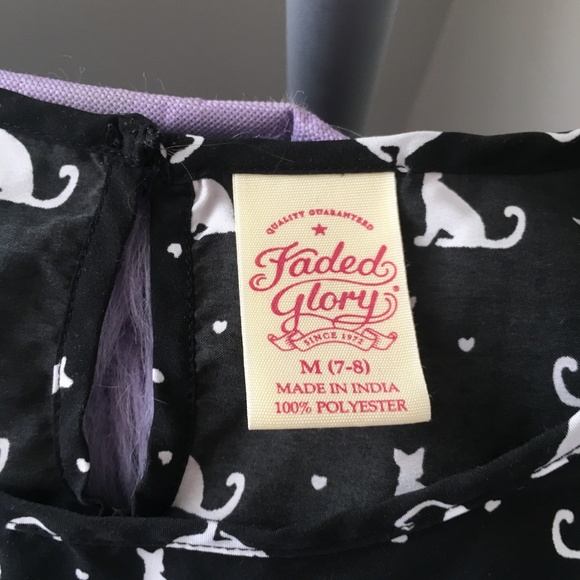 Girl's Cat Print Short Sleeve Dress - Picture 3 of 3